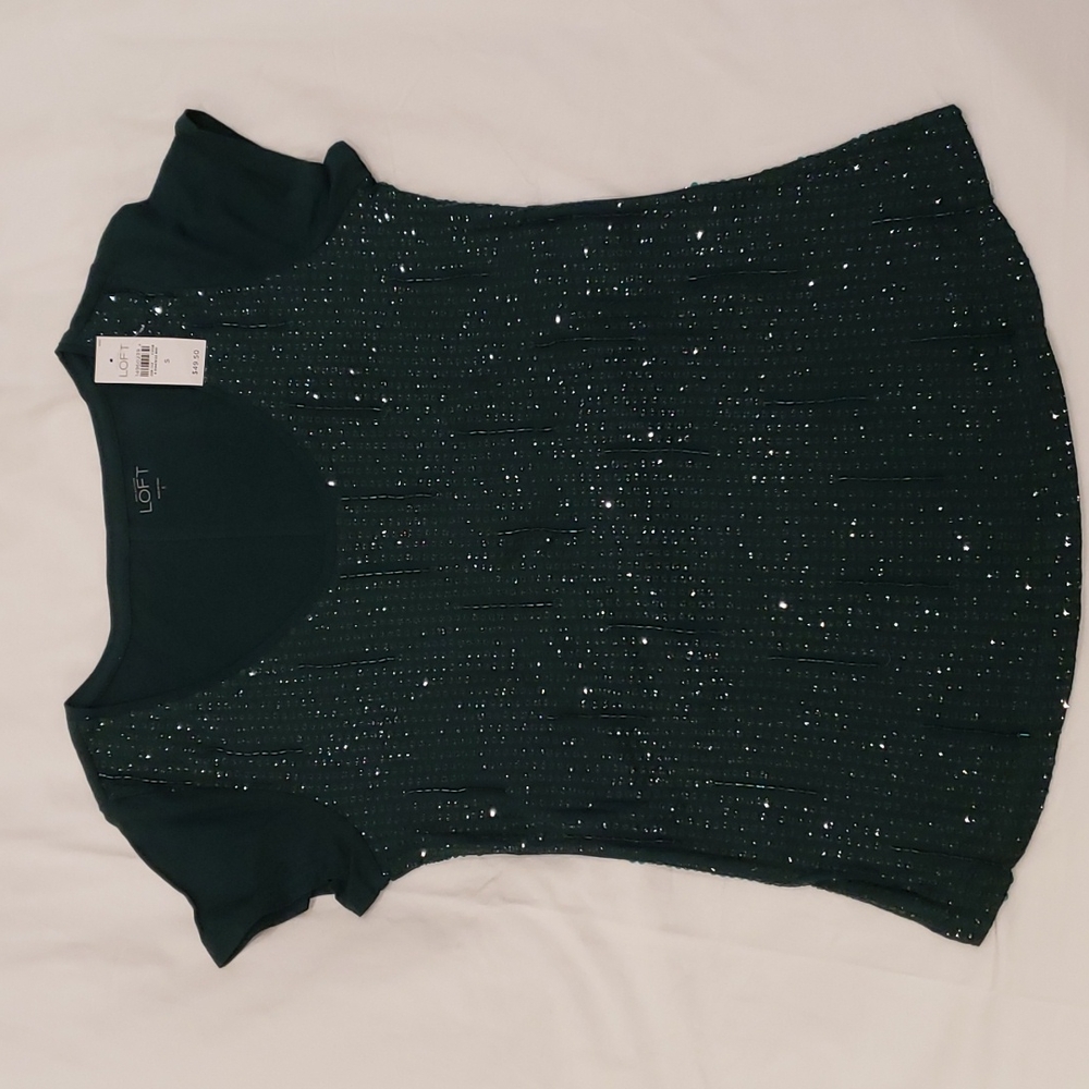 NWT Loft Green Sequin Top